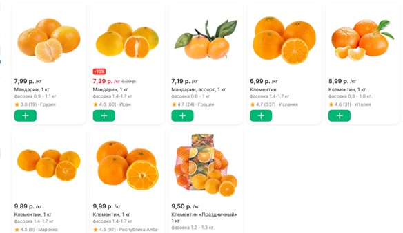 Е-доставка мандарины